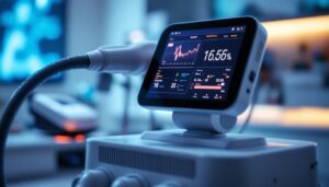 dispositivo de monitorizacion medica con pantalla en consulta clinica