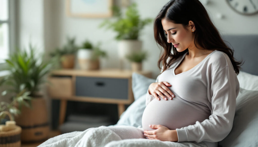 manos sobre barriga de mujer embarazada