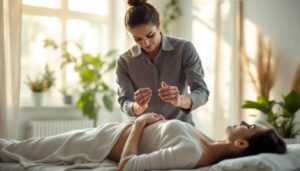 fisioterapeuta tratando paciente