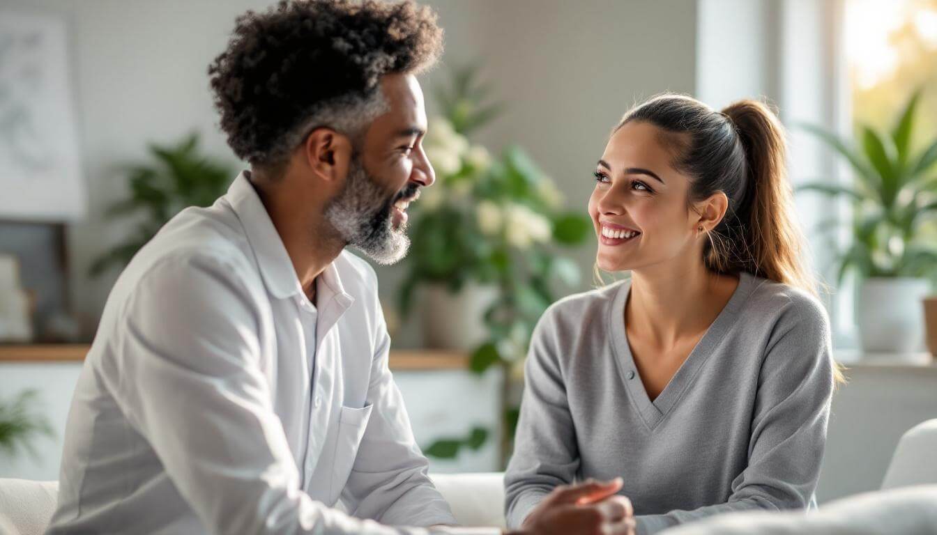 hombre y mujer sonriendo