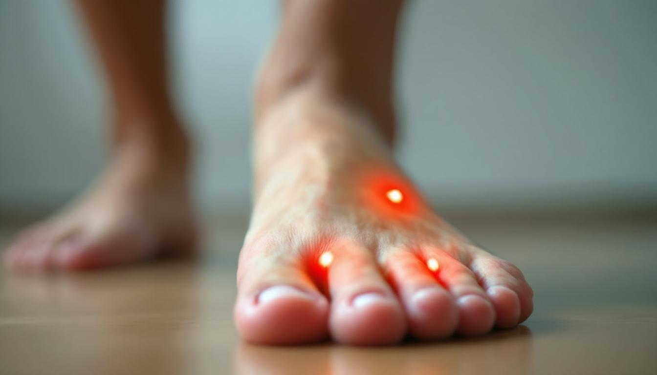 A photograph of a close-up of a person's foot
