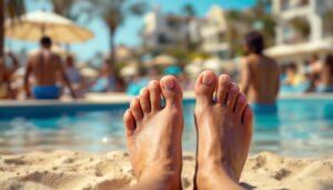 A photograph of a vibrant beach scene in valencia