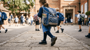 niña con mochila
